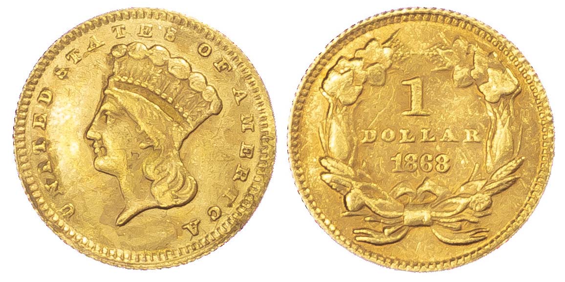 USA, Indian Princess, gold 1 Dollar, 1868