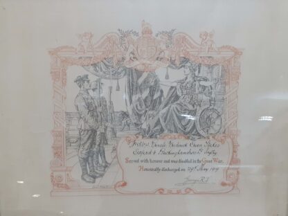 A Great War Honourable Discharge Scroll to Private Frederick Owen Stokes