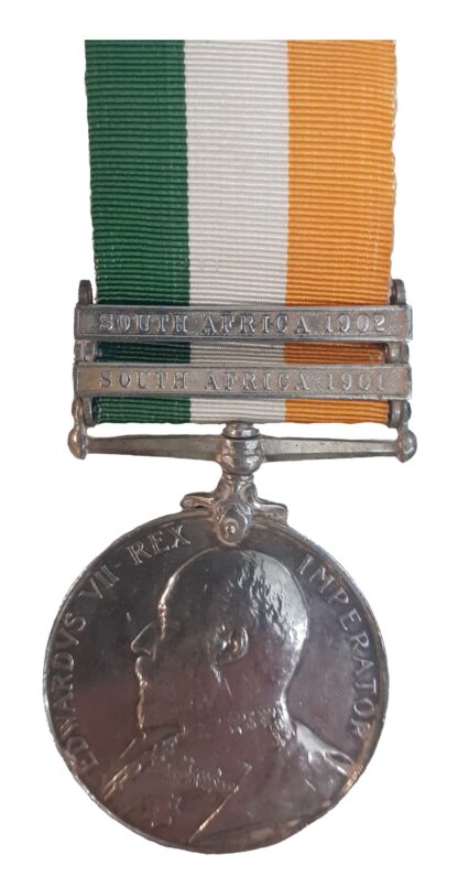 King’s South Africa Medal, two clasps South Africa 1901, South Africa 1902 to Private J. W. Plummer