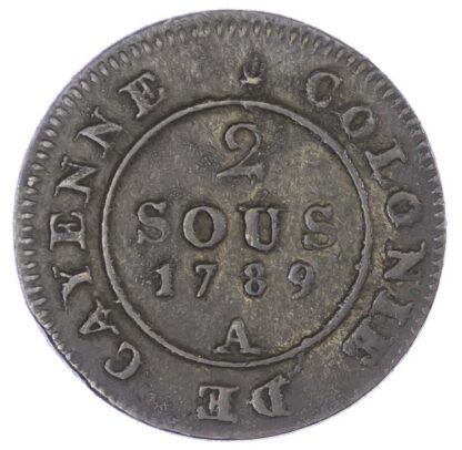 France, Guyana, Louis XVI (1774-1793), copper Piéfort of 2 Sous de Cayenne