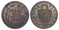 Switzerland, Ticino, billon 3 Soldi, 1813