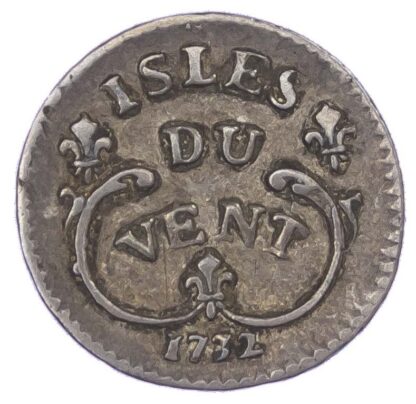 France, Îles du Vent (Antilles), Louis XV (1715-74), silver, 12 Sols, 1732 H