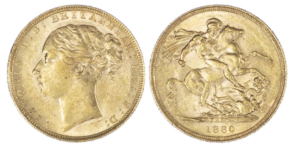 QUEEN VICTORIA, 1880 GOLD SOVEREIGN