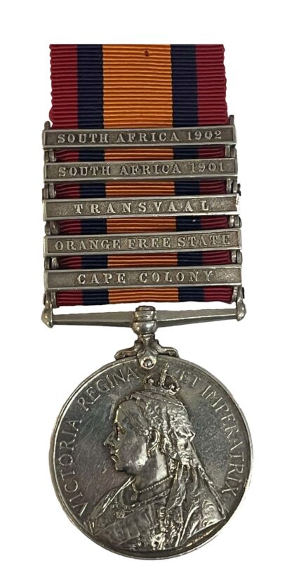 Queen’s South Africa Medal, 3rd type, 5 clasps, to Private F.G. Ingamells