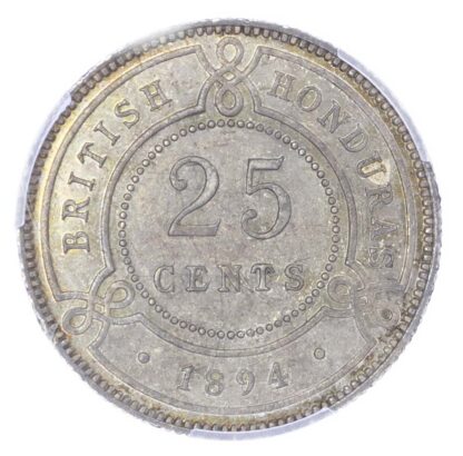 British Honduras, Victoria (1837-1901), silver 25 Cents, 1894 - MS 63