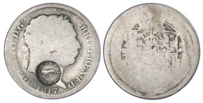 Costa Rica, silver 2 Reales, lion countermark, c. 1849-1857