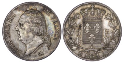 France, Second Empire, Louis XVIII (1814-1824), silver 5 Francs