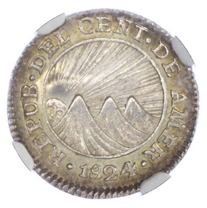 Central American Republic, silver 1/2 Real, 1824, Nueva Guatemala