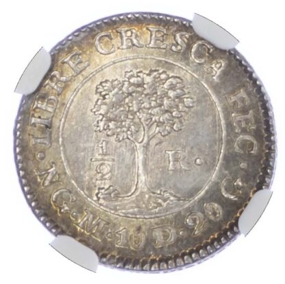 Central American Republic, silver 1/2 Real, 1824, Nueva Guatemala