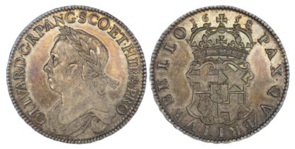 1658 Cromwell Halfcrown S3227A Good Extremely Fine