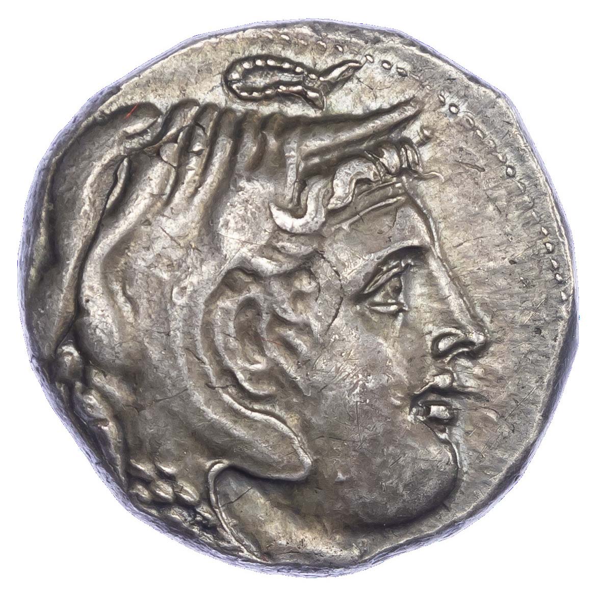 Silver coin with the effigy of Ptolemy I Soter (367 BC - 283 BC