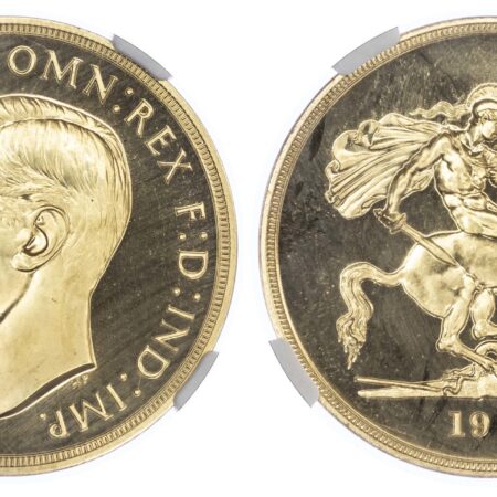1937 George VI Proof Five Pounds - PF63 Cameo