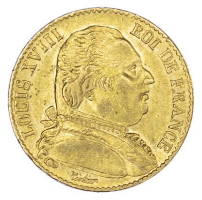 France, Louis XVIII, First Restauration (1814-1815), gold 20 Francs, 1814-A