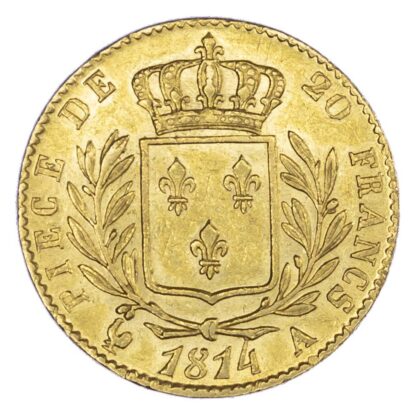 France, Louis XVIII, First Restauration (1814-1815), gold 20 Francs, 1814-A