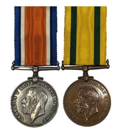 A 1914-1920 British War Medal and Territorial War Medal 1914-1918 to Private Reginald William Bennett