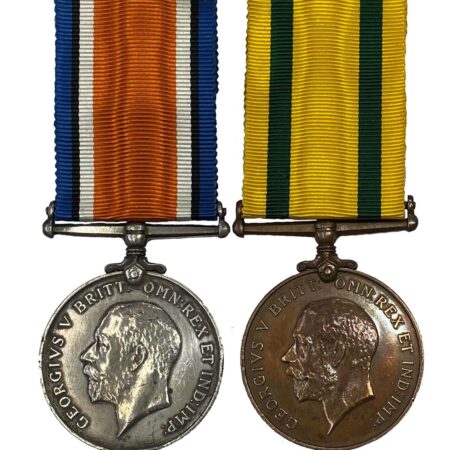 A 1914-1920 British War Medal and Territorial War Medal 1914-1918 to Private Reginald William Bennett