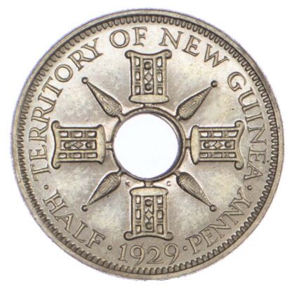 New Guinea, George V (1910-1936), copper-nickel Halfpenny, 1929