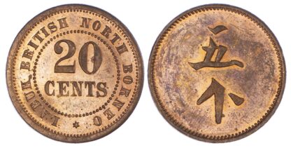 Malaysia, British North Borneo, Labuk, copper Proof 20 Cents, Plantation Token