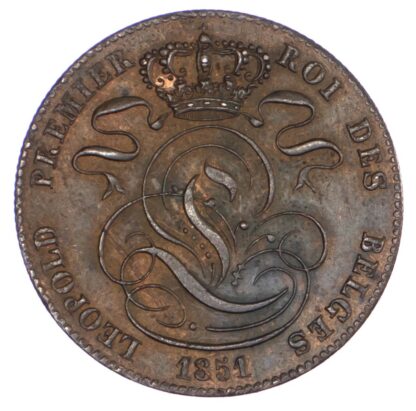 Belgium, Leopold I (1831-1865), copper 5 Centimes, 1851