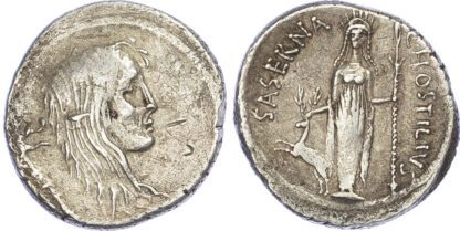 L. Hostilius Saserna, Silver Denarius