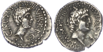 Mark Anthony and Octavian, Silver Denarius