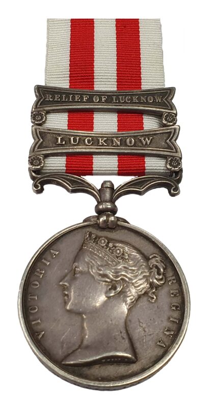 Indian Mutiny Medal, 1857-58, two clasps, Lucknow, Relief of Lucknow to Gunner Denis Martin