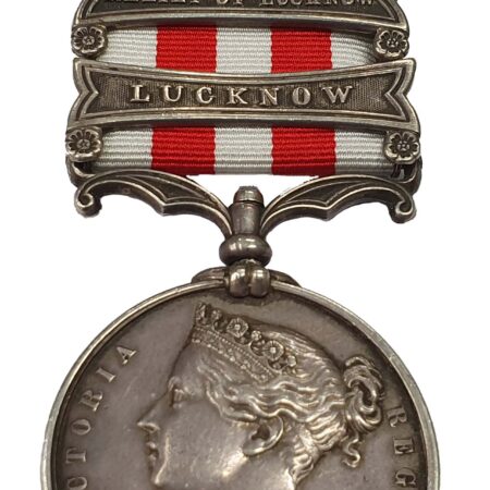 Indian Mutiny Medal, 1857-58, two clasps, Lucknow, Relief of Lucknow to Gunner Denis Martin