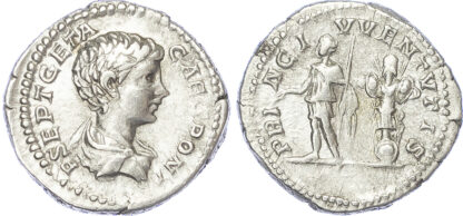 Geta as Caesar, Silver Denarius