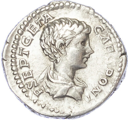 Geta as Caesar, Silver Denarius