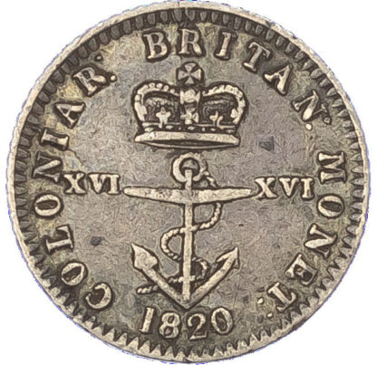 British West Indies, George IV, “Anchor Money”, silver 1/16 Dollar