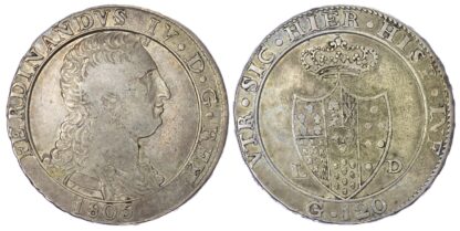 Italy, Kingdom of Naples, Ferdinand IV of Bourbon (1799-1805 - 2nd reign), silver 120 Grana