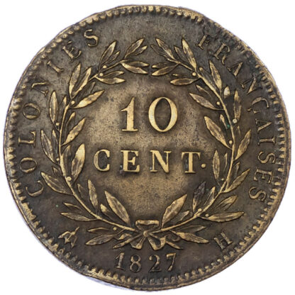 USA, French Colonies, Charles X (1824-1830), bronze 10 Centimes