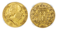 France, Louis XVIII (1815-1824), gold 20 Francs, 1818 W - private countermark