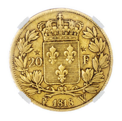 France, Louis XVIII (1815-1824), gold 20 Francs, 1818 W - private countermark