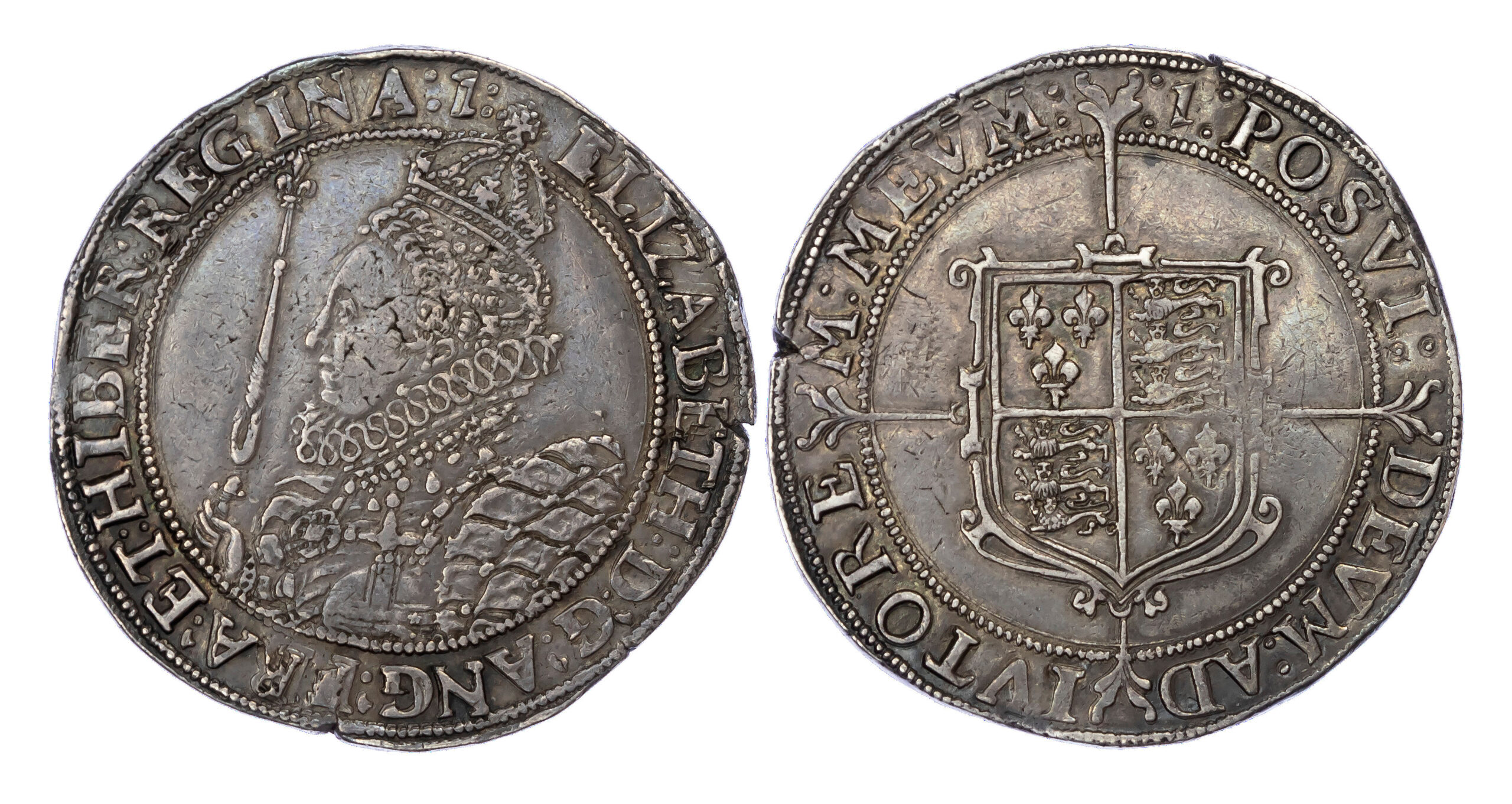 Elizabeth I (1558-1603), Crown, Seventh issue, Mintmark 1
