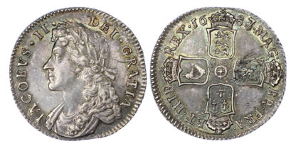 James II (1685-88), Shilling, 1687/6