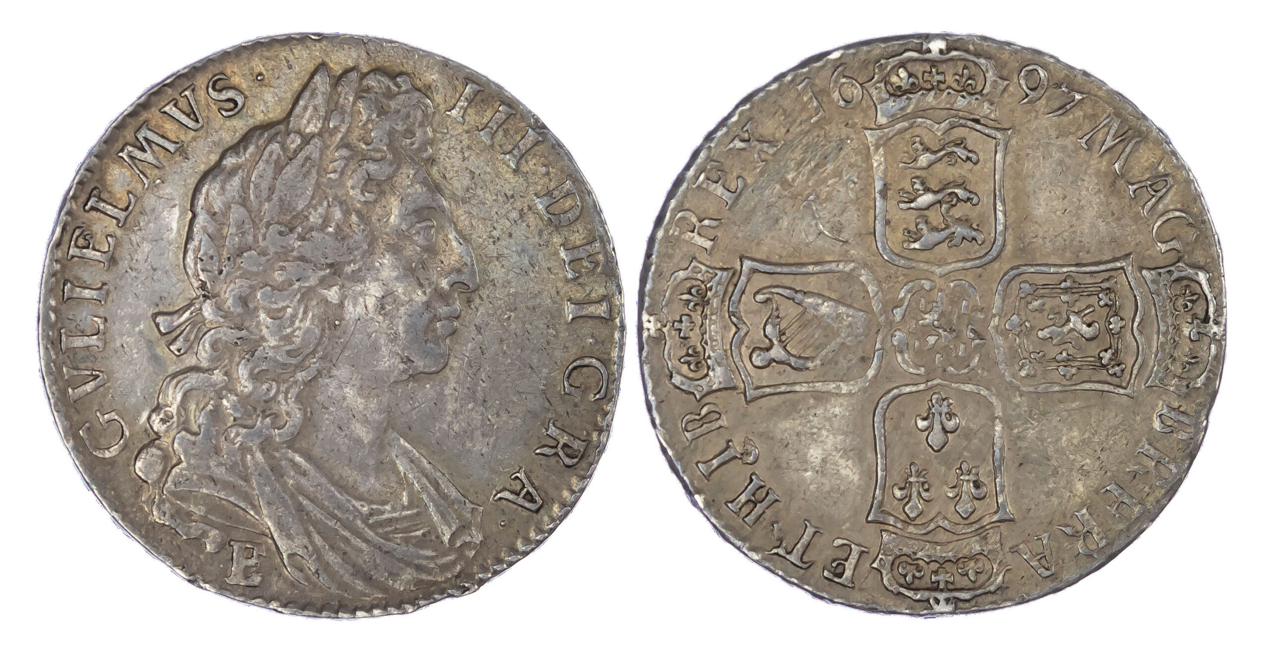 William III (1694-1702), Halfcrown, 1697 NONO, Exeter mint
