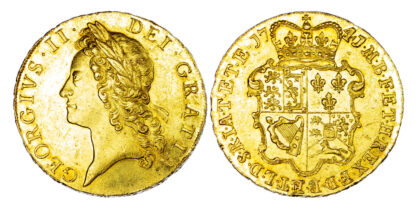 George II (1727-60), Five Guineas, 1741, 4 struck over a 3