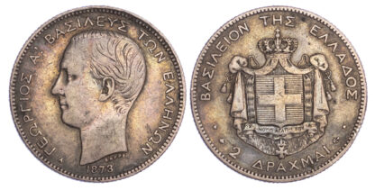 Greece, George I (1863-1913), silver 2 Drachmai, 1873-A