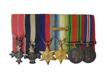Miniature MBE, DSC, 1939-45 Star, Atlantic Star, France & Germany Clasp, 1939-45 Defence Medal, 1939-45 War Medal