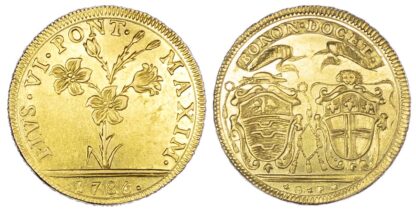 Italy, Bologna, Pio VI (1775-99), gold 2 Doppie, 1786