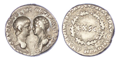 Nero and Agrippina, Silver Denarius