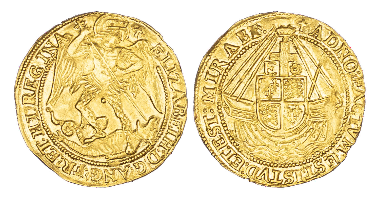 Elizabeth I (1558-1603), Angel, fifth issue, mintmark Latin cross (1580-81)