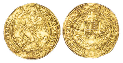 Elizabeth I (1558-1603), Angel, third and fourth issues, mintmark Ermine (1572-73)