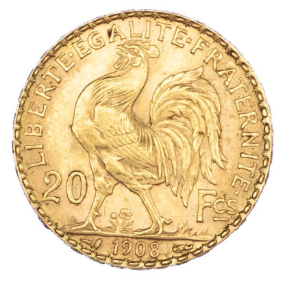 France, Third Republic (1870-1940), gold 20 Francs, 1908