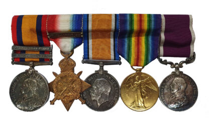 A Boer War, 1914 BEF, Long Service Group of 5 awarded to WOII, Battery Serjeant Major, Henry Hugh Loveys, J Battery Royal Horse Artillery