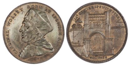Ipswich, James Conder (leather‑cutter, linen‑draper), an impression in white‑metal of the obv. of Milton's first Penny