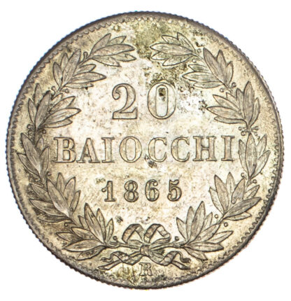 Italy, Papal States, Pio IX (1846-1870), silver 20 Baiocchi, 1865