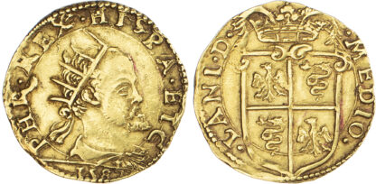 Italy, Milan, Philip II (1556-1598), gold Doppia, 1587