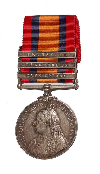 Queen’s South Africa Medal, 2nd type, ghost dates, 3 clasps, Cape Colony, Paarderberg, Transvaal